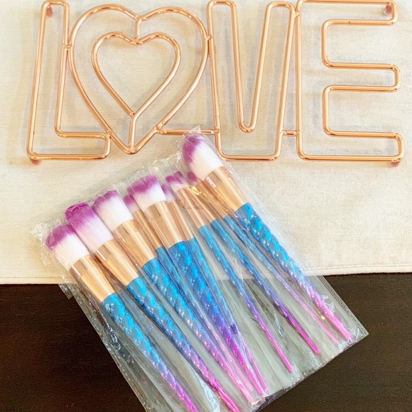 NWT 10 Piece Makeup Brush Tool Set Metallic - Picture 2 of 2